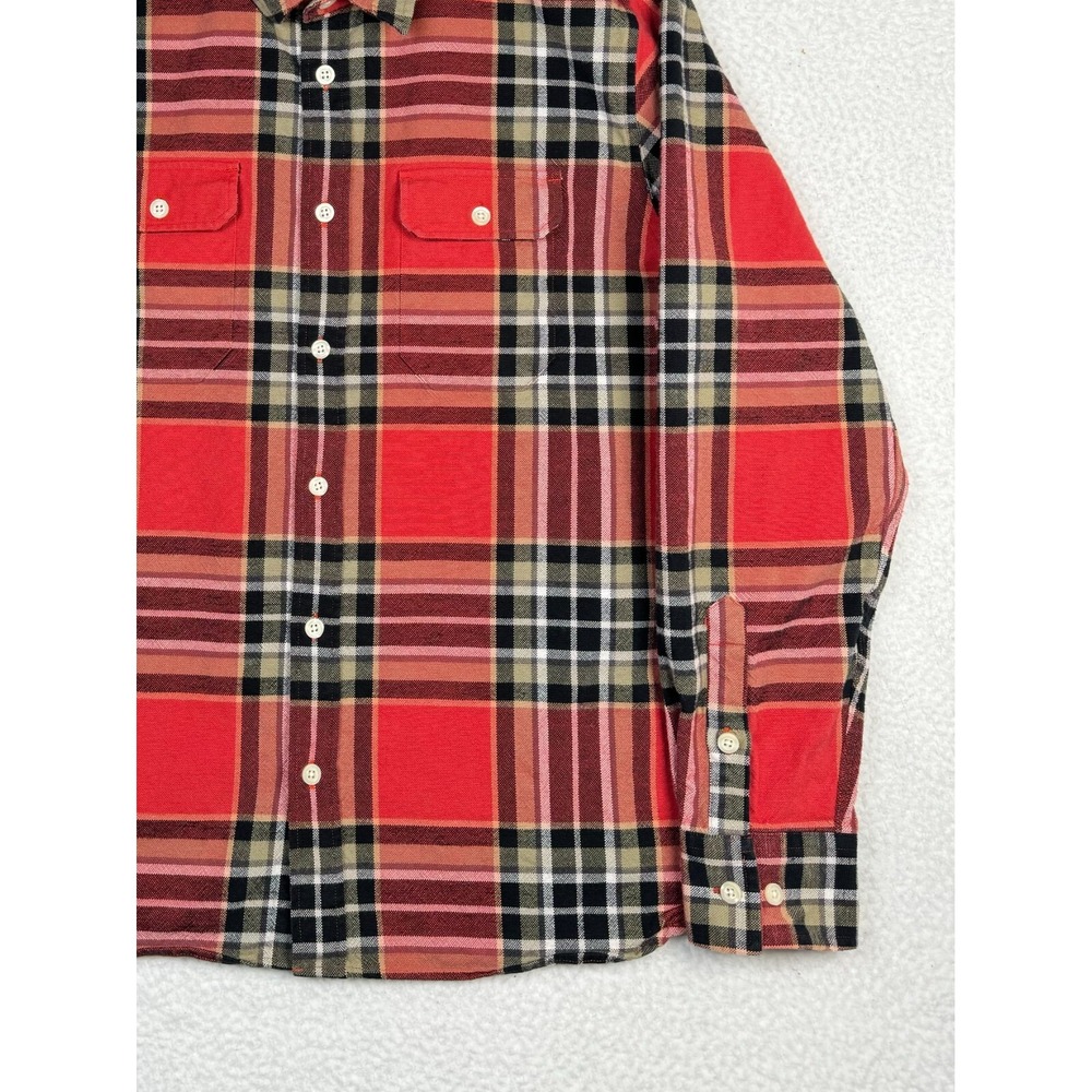 Flint and Tinder Shirt Large Mens Red Plaid Flannel Flap Pockets Button Down - Picture 6 of 10